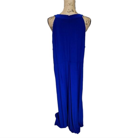 ELIZA J. Halter Keyhole Neck Sleeveless Twist front maxi royal blue Dres Plus 20 - Picture 3 of 7